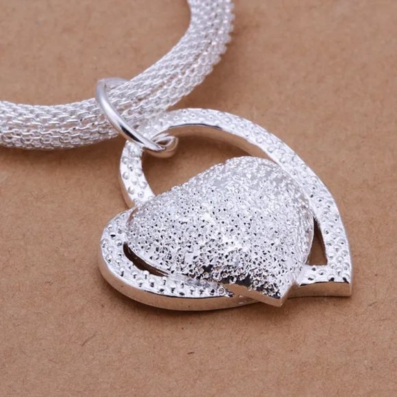 ❤️ NEW 💎 Luxury Heart 925 Sterling Silver Necklace - Picture 3 of 10
